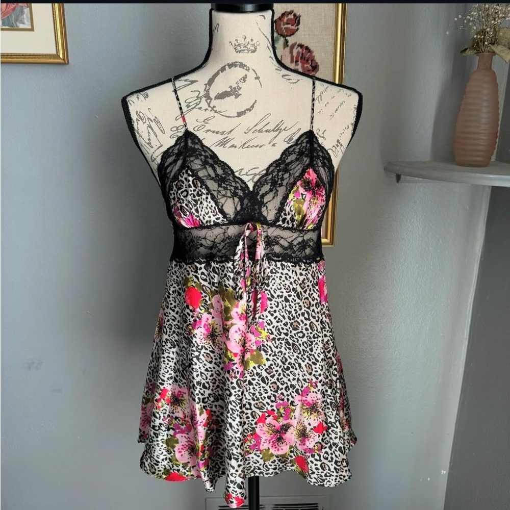 rare vintage Victoria's Secret Leopard and Floral baby doll top